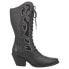 Фото #1 товара Dingo San Miguel Tooled Inlay Snip Toe Zippered Lace Up Womens Black Dress Boot