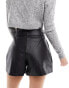 Miss Selfridge faux leather belted short in black