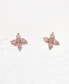 ფოტო #3 პროდუქტის Crystal Pink Kia Flower Stud Earrings