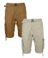 Фото #1 товара Men's Vintage-Like Cotton Cargo Belted Shorts, Pack of 2