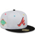 ფოტო #5 პროდუქტის Men's White, Black Atlanta Braves 1995 World Series Champions Neon Eye 59FIFTY Fitted Hat