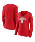 Фото #1 товара Women's Scarlet Nebraska Huskers Evergreen Campus Long Sleeve V-Neck T-shirt