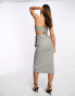 Фото #4 товара ASOS DESIGN pinstripe structured bandeau midi dress in grey