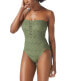 Фото #1 товара Vince Camuto Womens Crochet Bandeau One-Piece Swimsuit Safari Green Size 6