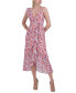 Фото #3 товара Women's Printed Hi-Low Ruffled Faux-Wrap Dress