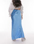 Topshop satin bias maxi skirt in blue