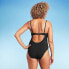 Фото #3 товара Women's Ribbed Plunge Twist-Front One Piece Swimsuit - Shade & Shore Black M