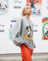 ASOS DESIGN Disney unisex extreme oversized sweatshirt with Mickey Mouse print in grey marl