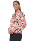 ფოტო #3 პროდუქტის Petite Floral-Print Tie-Neck Blouse