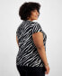 Фото #2 товара Plus Size Animal-Print Lace-Up-Neck Top, Created for Macy's