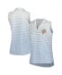 ფოტო #1 პროდუქტის Women's Light Blue Arnold Palmer MATTR Stripe Sleeveless V-Neck Polo Shirt