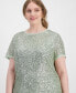 Фото #3 товара Plus Size Sequin-Embellished Short-Sleeve Top