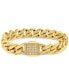 ფოტო #1 პროდუქტის Men's Cubic Zirconia-Accented Curb Link Chain Bracelet in Gold-Tone Ion-Plated Stainless Steel