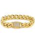 Фото #1 товара Men's Cubic Zirconia-Accented Curb Link Chain Bracelet in Gold-Tone Ion-Plated Stainless Steel