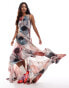 Фото #4 товара ASOS DESIGN strappy open back evening dress in blurred floral print