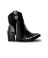 Фото #4 товара Women's Black Premium Leather And Suede Ankle Boots With Lateral Fringe And Silver Studs Tyro By Bala Di Gala