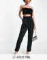 ASOS DESIGN Tall ponte peg trouser with paperbag tie waist in black