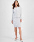Women's Check Print Contrast Trim Skirt Suit, Regular and Petite Sizes