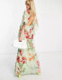 Hope & Ivy backless maxi dress in sage green floral