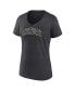 Фото #1 товара Women's Heather Charcoal Michigan Wolverines Evergreen Campus V-Neck T-shirt