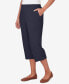 ფოტო #3 პროდუქტის Petite Classic Neutrals Mid Rise Pull On Button Hem Twill Capri Pants