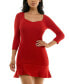 Juniors' Sweetheart-Neck Ruffle-Hem Sweater Dress