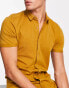 New Look short sleeve muscle fit jersey shirt in tan