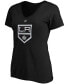 Women's Quinton Byfield Black Los Angeles Kings Authentic Stack Name and Number V-Neck T-shirt