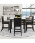 5 Piece Velvet Chair Dining Set with Faux Marble Table, Black