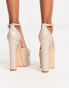 Фото #2 товара Truffle Collection Wide Fit square toe platform high heeled shoes in beige