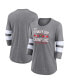 ფოტო #1 პროდუქტის Women's Heather Gray Florida Panthers 2024 Stanley Cup Champions Throwback Tri-Blend 3/4-Sleeve T-Shirt