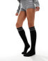 Фото #3 товара My Accessories below the knee stripe socks in black and grey