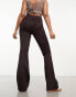 Фото #8 товара River Island suedette bootleg trouser in dark brown