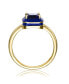 14k Yellow Gold Plated with Blue Cubic Zirconia Blue Enamel Radiant Halo Ring Синий, 6 - фото #3