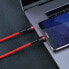 Wytrzymały elastyczny kabel przewód USB-C PD PD 2.0 60W 20V 3A QC3.0 1M czarny-czerwony