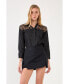 ფოტო #2 პროდუქტის Women's Long Sleeve Laced Jeans Shirt