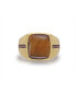 ფოტო #1 პროდუქტის Chatoyant Yellow Tiger Eye Gemstone Yellow Gold Plated Silver Diamond Signet Ring