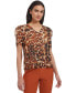 ფოტო #1 პროდუქტის Women's Animal-Print Short-Sleeve Top