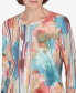 ფოტო #5 პროდუქტის Sedona Sky Women's Spliced Floral Brushstroke Stripes Top