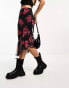 Фото #2 товара Wednesday's Girl bloom print asymmetric mesh skirt in black and red