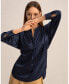 ფოტო #4 პროდუქტის Women's Loungeful Split Neck Silk Shirt