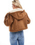 Фото #4 товара ASOS DESIGN Petite hooded shearling jacket in tan