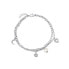Double Sterling Silver Bracelet with Charms and Genuine Pearl JL0802