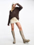 Urban Revivo fluffy oversized jumper in chocolate brown