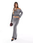 Фото #1 товара SNDYS knit low rise maxi skirt co-ord in grey