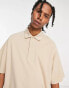 Фото #2 товара Topman extreme oversized pique polo in stone