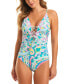 Women's Strappy-Front Retro-Print One-Piece Swimsuit
