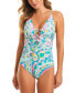 ფოტო #1 პროდუქტის Women's Strappy-Front Retro-Print One-Piece Swimsuit