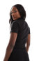 Фото #4 товара Kaiia studio ribbed quarter zip logo top in black