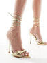 Фото #7 товара Public Desire Ronnie pointed heeled sandal with ankle tie in gold